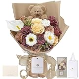Fiorifiore 2025新登場 ソープフラワー 花束 かわいい小熊入り ギフトセット 誕生日プレゼント バラ 高級造花ブーケ 母の日記念日卒業入学バレンタインインテリア装飾(Mouffine)