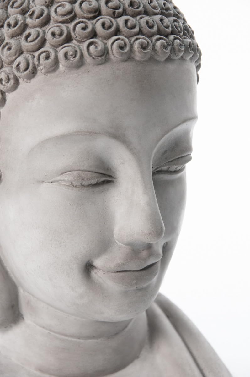 Teramico Gartendekoration Gartenfiguren Statuen aus Beton in Grau - Stern/Buddha/Französische Lilie - absolut frostfest (Buddha)