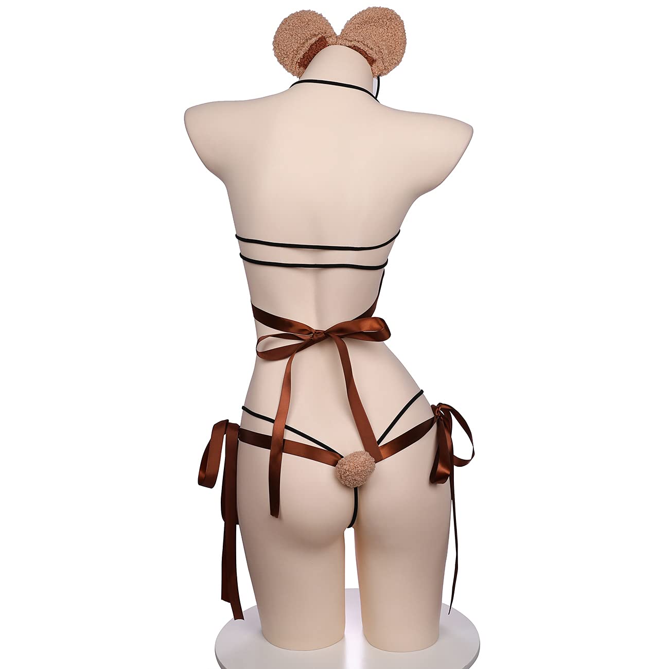 JasmyGirls Kawaii Lingerie Sexy Bear Cosplay Costume Anime Micro Bikini Cute Furry Bra and Panty Set Japanese Lolita Outfit