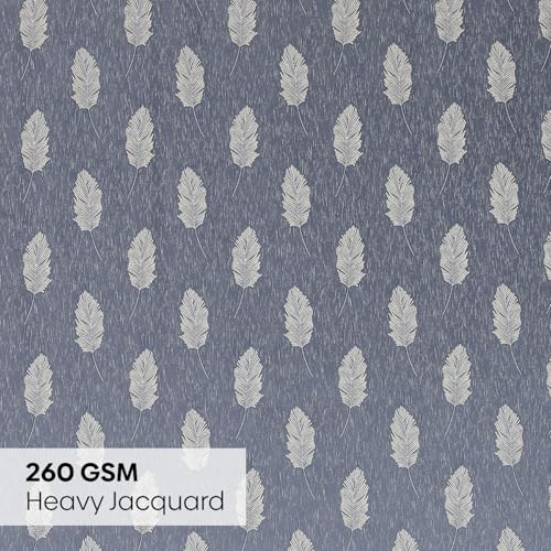 Image of haus & kinder Jacquard Window Curtains 5 Feet Long Pack of 2 Window Curtains, 5 Feet Curtains for Window (Feather Fern, Steel Grey 130x152 CM)