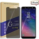 [2-Pack] Samsung Galaxy A6 Plus Privacy Anti-Spy Anti-Glare Glass Screen Protector, Zeking [Anti Scratch][Anti-Fingerprint] Bubble Free, Lifetime Replacement Warranty