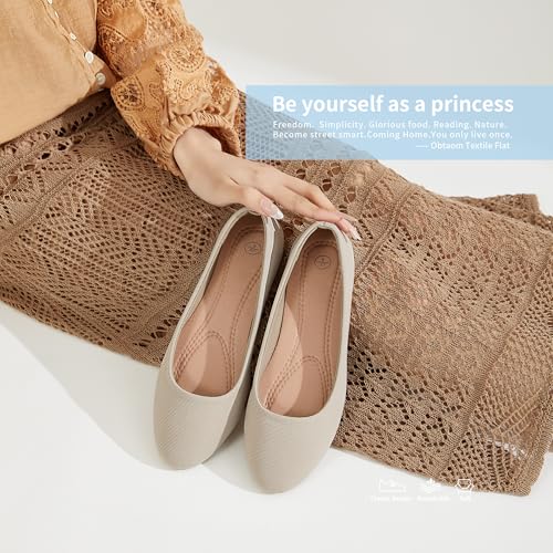 Image of Obtaom Round Toe Women Flat Shoes Slip on Girls Dress Black Ballet Flats