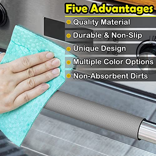 Royleath Refrigerator Door Handle Covers, 6Pcs, Leather Kitchen Appliance Handle Covers, Keep Your Fridge Microwave Oven Stove Or Dishwasher Clean, Stains Dirty Oils, Timesaver, Kitchen Decor (Grey) #TOP2