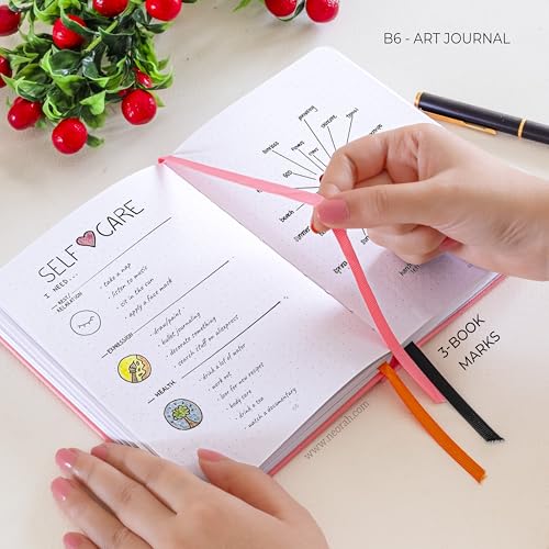 Image of NEORAH - B6 - ART JOURNAL | 200Gsm Dotgrid Notebook |144 Pages(17.5 x 12.5 cm) | Lay Flat |HardCover Bullet - Journal |3 Bookmarks |Elastic Closure| Inner BackPocket | Ideal-Bujo,Drawing (PINK)