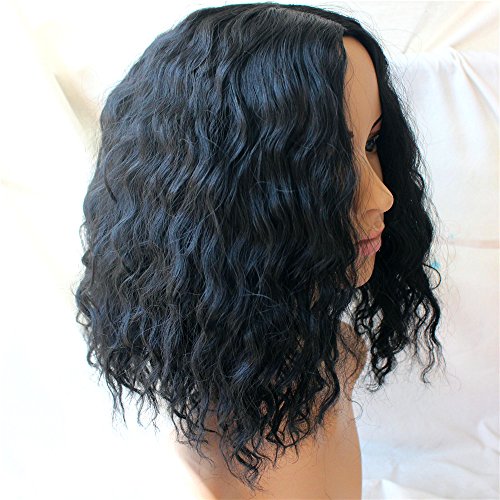 QDBowin Queen Hair Black Short Natural Wave Wig BOb Wig Attractive Women Wavy Wig (NW1B)