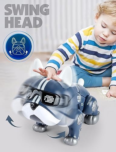 Blue Robot Dog Toy Robotic Puppy Dog for Kids, Electronic Pets Bulldog for Kids 3-8, can Dance and LED Eyes, act Like a Real Dog, robo Dog Gifts and Kids Mate 4 51b3VYlLpmL. AC