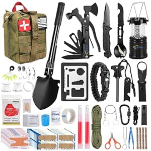 Survival Kits, 170 PCS First Aid Kit/Trauma Kit with Essential Survival Gear Emergency Medical Supplies for Hiking Camping Backpacking Outdoor Adventure, Gifts for Him Dad Men Christmas