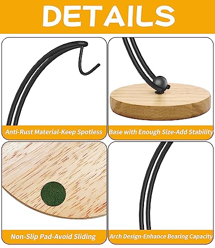 Bananas Holder Hanger Hook Stand Modern Banana Keeper Organizer Storage Racks Tree Wood Base Metal Hooks Grape Holder Fruit Display Rack Keep Bananas Fresh For Home Kitchen Bar Table Countertop #TOP6