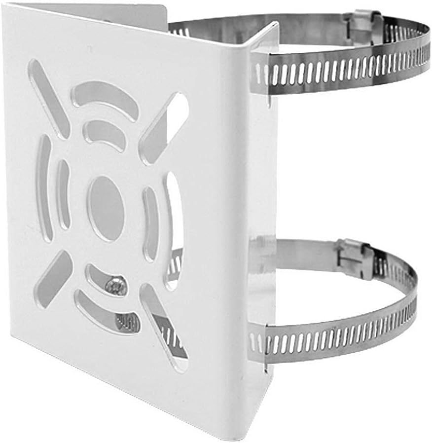 Pole Mount Camera clamp Bracket with 2 Nos. 100 MM SS Loops, for CCTV Security Camera Indoor Outdoor Universal Compatible, White