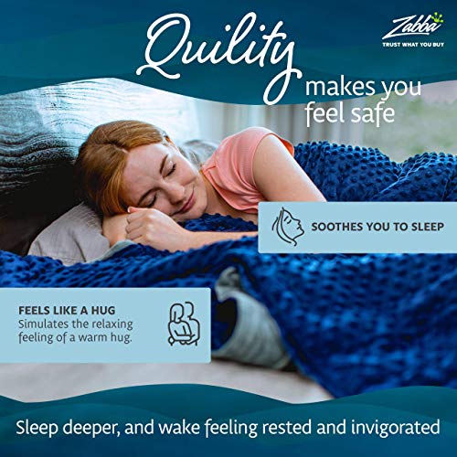 Quility Weighted Blanket for Adults - Queen Size, 60"x80", 20 lbs - Heavy Heating Blankets for Restlessness - Grey, Tide Cover - Thumbnail 3