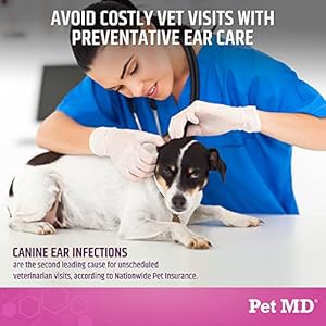 Pet MD Otic Clean Dog Ear Cleaner for Cats and Dogs – Effective Against Infections, Itching, and Controls Odor – 8 oz