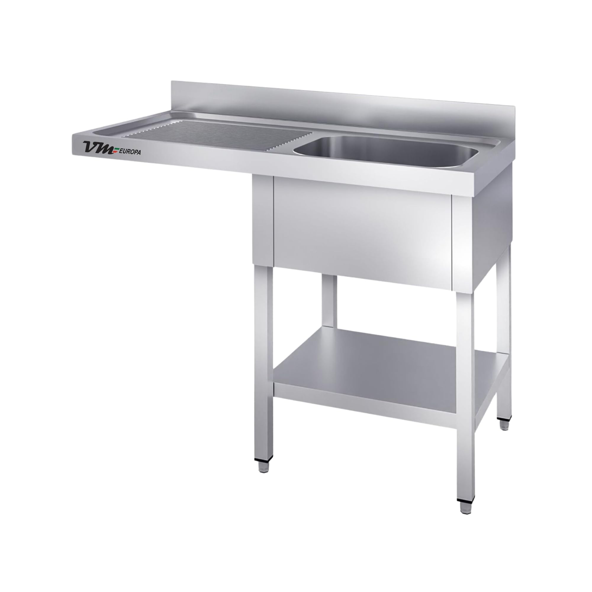 Spülzentrum mit 1 Becken rechts - 140 x 60 cm - freistehend - AISI 430 Edelstahl Legierung - Gastro Spüle Spülbecken Gastronomie Spüle Spülschrank Küchenmöbel Waschtisch