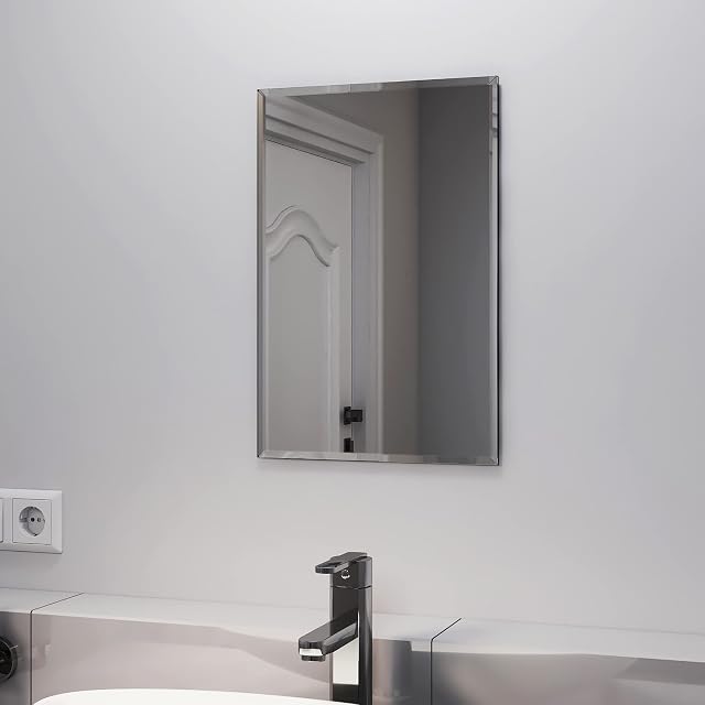 EMKE Bathroom Mirrors 300x450mm, Frameless Wall Mirror for Bedroom / Living Room, Rectangle Vanity Wall Mounted Mirrors