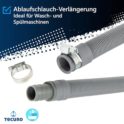 tecuro Ablaufschlauch-Verlängerung 0,5 m für Waschmaschinen und Spülmaschinen, einfache Montage, inkl. 2 Schlauchschellen, hochflexibler Kunststoff