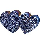 mookaitedecor Titanium Coated Natural Rock Quartz Double Love Heart Crystal Cluster Geode Stone O...