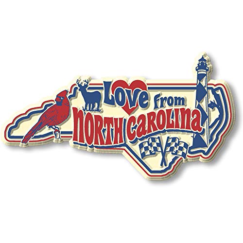 Imán Vintage Love from North Carolina de 3.8 x 2.1 pulgadas
