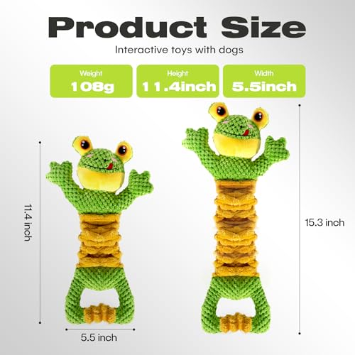 Image of Sedioso Dog Tug Toy, Durable Dog Toy for Large Breed, Tug of War Dog Squeaky Toys, Stuffed Plush Dog Toy with Crinkle Paper for Small, Middle, and Big Dogs(Frog)