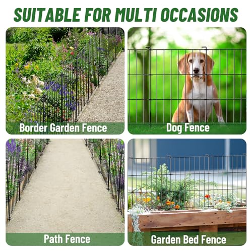 Decorative Garden Fence 19 Pack - 17 in (H) x 20.68 ft (L) No Dig Dog Animal Barrier Rabbit Fence Rustproof Metal Wire Panel Border, Animal Ground Stakes Fencing for Garden, Patio