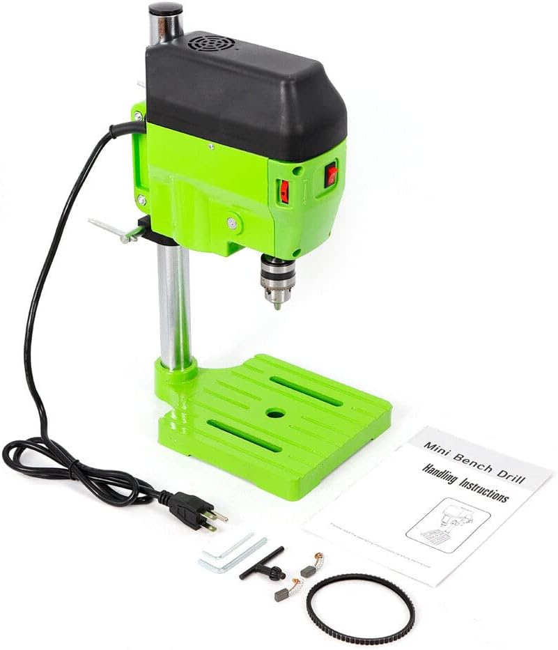 480W Benchtop Electric Drill Press Table, Portable Drill Workbench Mini Compact Drill Variable Speed, DIY Furniture Tool Drill Bits Repair Tool 1-10mm for Drilling, Reaming and Reaming,Green