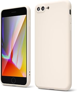 oakxco for iPhone 7 Plus Case iPhone 8 Plus Case سيليكون سائل ، جل مطاطي ناعم ناعم رفيع غطاء سلس للنساء فتاة ، غير لامع TPU تصميم جمالي صلب وقائي ومقاوم للصدمات ، حجر بيج