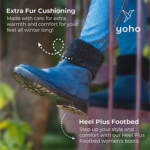 Image of YOHO Slays women comfortable Boots | Extra cushioned foot bed and skin friendly Ankle Boot with low heels | Trendy, Stylish,Casual Boots with zipper | Winter, snow and holiday outings