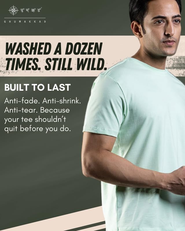 Image of Ghumakkad Cotton Blend Half Sleeve Round Neck Sports T Shirt for Men