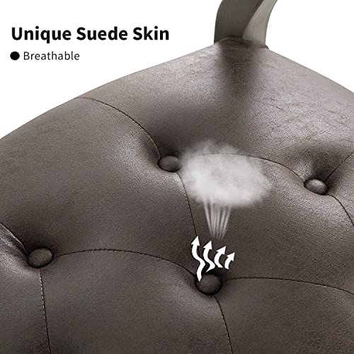 Leemtorig Dining Chairs With Casters And Arms, Accent Kitchen Table Chairs With Wheels, Roller Poker Table Chairs, Wooden Game Table Chairs, Captains Chair, Grey Legs & Dark Brown Sy-1318-Dk #TOP3