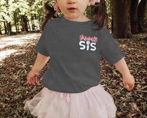 Image of FRYAID Toddler Baseball Sister Shirt Baby Girl Baseball Outfit Big Sister Shirt Birthday Girl T-Shirt Summer Cotton Tee Top