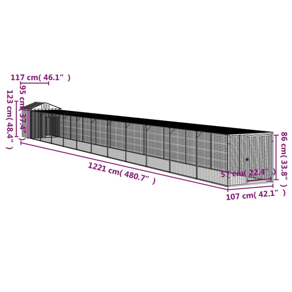 ShGaxin Jaula gallinas con Corral Acero galvanizado Gris 117x1221x123cm, Jaulas para Conejos, Jaula Cobaya, Jaula Hamster, Jaula para Gatos, Jaula Chinchilla, Recinto para Conejos - SPU:3189073