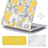 iCasso MacBook Air 13 inch Case 2018-2020 Release A2337M1/A2178/A1932 with Touch ID Retina Display, Plastic Hard Shell Case and Keyboard Cover Compatible Newest MacBook Air 13'' - Yellow Flowers