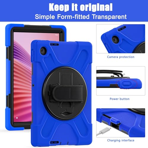 Funda Lenovo Tab S10 K10C ideal para viajes con soporte y asa de mano azul 2