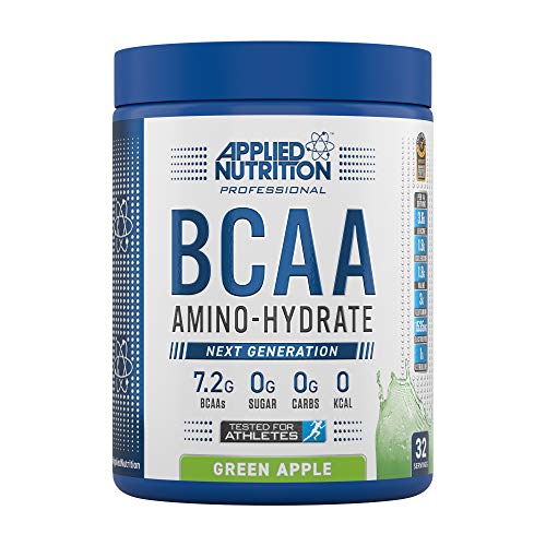Applied Nutrition BCAA Powder - Branched Chain Amino Acids BCAAs Supplement, Amino Hydrate Intra Workout & Recovery Energy Drink (450g - 32 Servings) (Green Apple)