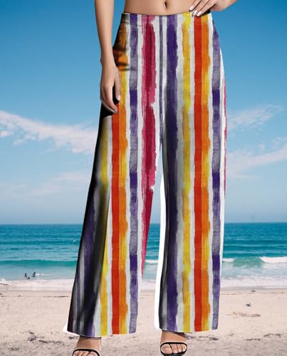 Womens Wide Leg Pants Pattern Print Lounge Trousers Casual Loose High Waisted Comfy Classic Pant for 2025 Summer3