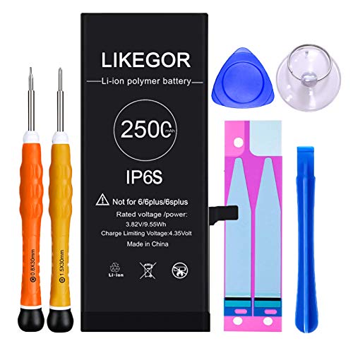 LIKEGOR 2500mAh Battery for iPhone 6S, 46% Higher Capacity Battery Replacement Model A1633 A1688 A1700 with Complete Repair Kits and Instruction (for iP6S Only)