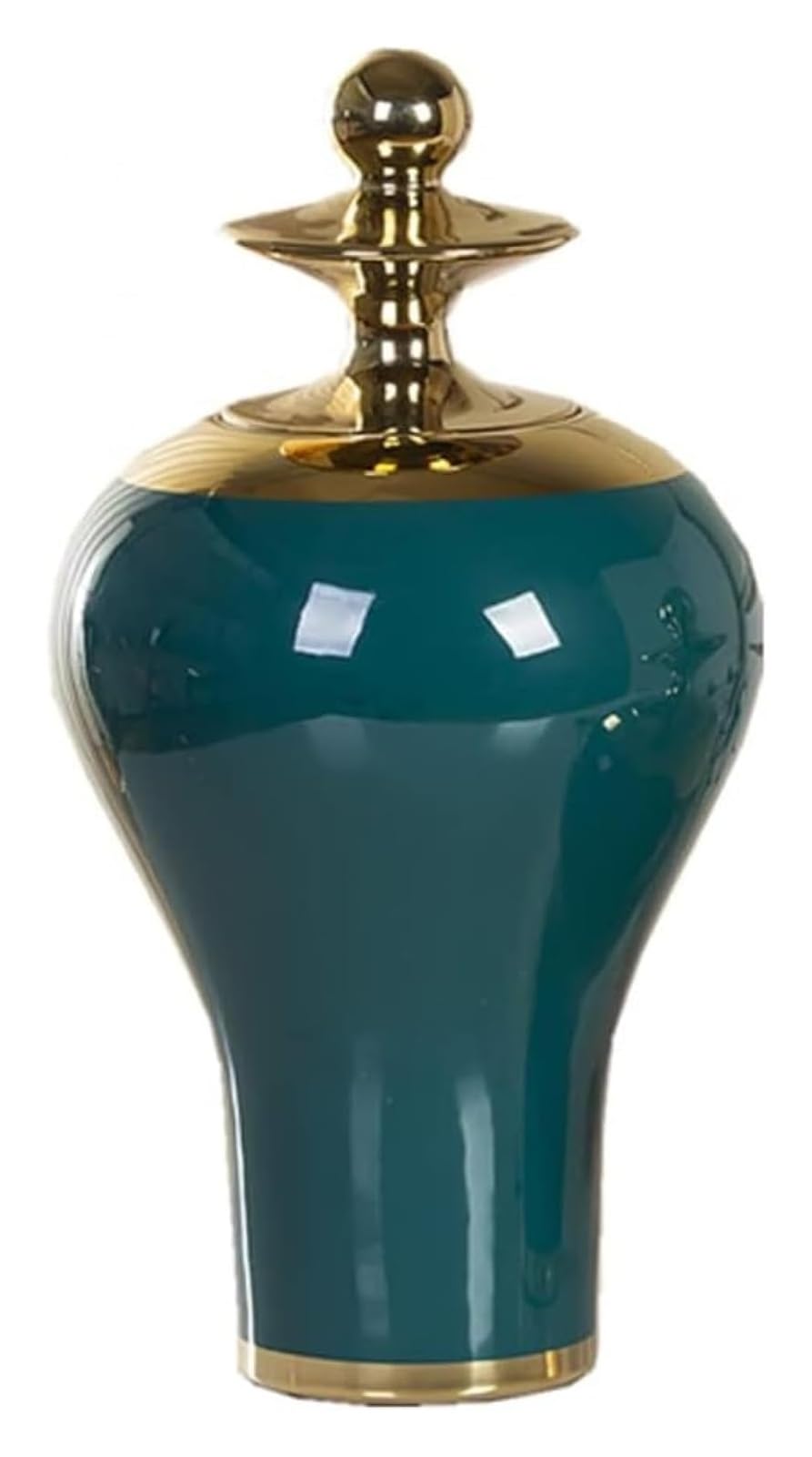 Wazon w kolorze zielonym, ceramiczny słoik na imbir, wazony ze złotym wykończeniem, porcelanowy słoik do przechowywania, wazon, słoiki świątynne z pokrywką, pojemniki na środek stołu, ozdoba, kom