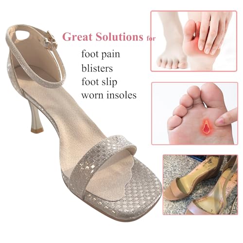 Image of 2 Pairs Pigskin Non-Slip High Heel Inserts, Ultra-Thin Adhesive Barefoot Sandal Inserts, New Lengthened 3 /4 Weight Shifting Insoles for Dress Shoes, Flats and Boots
