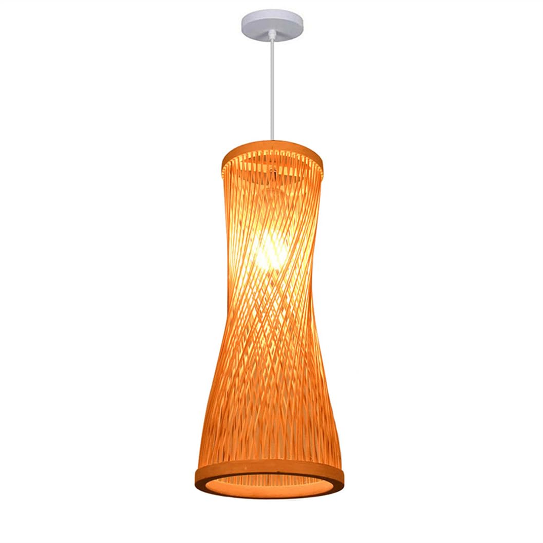SHUANGZ Japanese Boho Decorative Pendant Light Fixture Vintage Rattan Basket Lamp Shade Rustic Wicker Hand Woven Small Light Fixtures for Restaurant Cafe Study Room Rattan Art Pendant Lamp