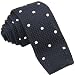 D.berite Men's 2" Slim Tie Handmade Knit Square Flat End Necktie Navy Blue White Dots