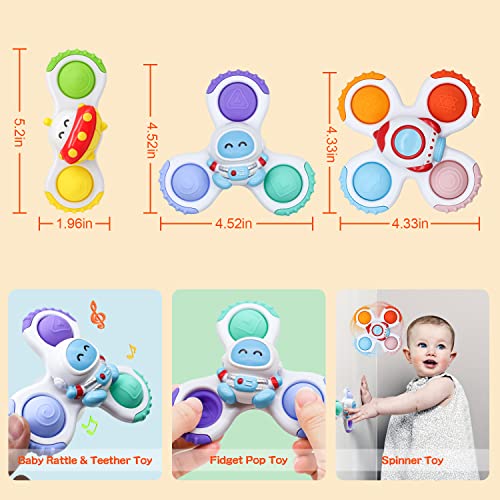Suction Cup Spinner Toys For Baby, Pop It Fidget Toys For 1-3 Toddlers Gifts Spinning Top Sensory Toy Bath Toys Birthday Gifts For Boy Girl (3 Pcs) #TOP6