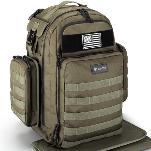 Image of Dinictis Dad Diaper Bag, Mens Diaper Bag Backpack with Diaper Changing Mat, Military Diaper Backpack with Molle Webbing, Waterproof Pouch, Baby Wipes pocket, Insulated Bottle Pockets- Jungle Green