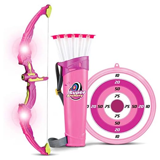 Liberty Imports Light Up Princess Archery Bow and Arrow Toy Set for Girls with 6 Suction Cup Arrows, Target, and Quiver (Pink)