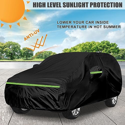 Image of Waterproof Car Cover Compatible with Honda Passport 2019-2025, Black 210T Inside Cotton Cover with Door Zippers for Snow Rain Dust Outdoor Protection