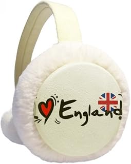 I Love England Word Flag Love Heart Illustration Winter Ear Warmer Cable Knit Furry Fleece Earmuff Outdoor