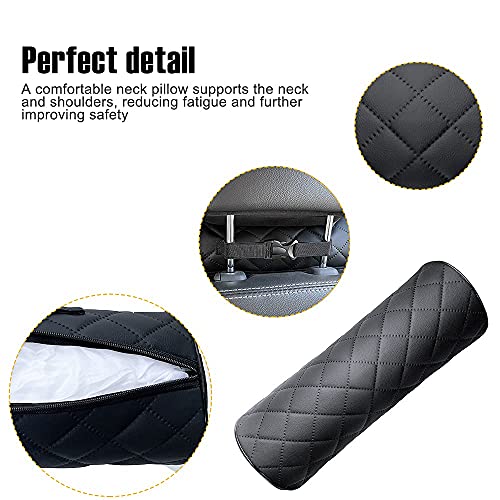 Haotule Car Seat Neck Pillow, Memory Rebound Headrest Cushion,Comfortable Leather Can Provide The Best Support, Suitable For Most Vehicles (Black，Pack Of 1) #TOP3