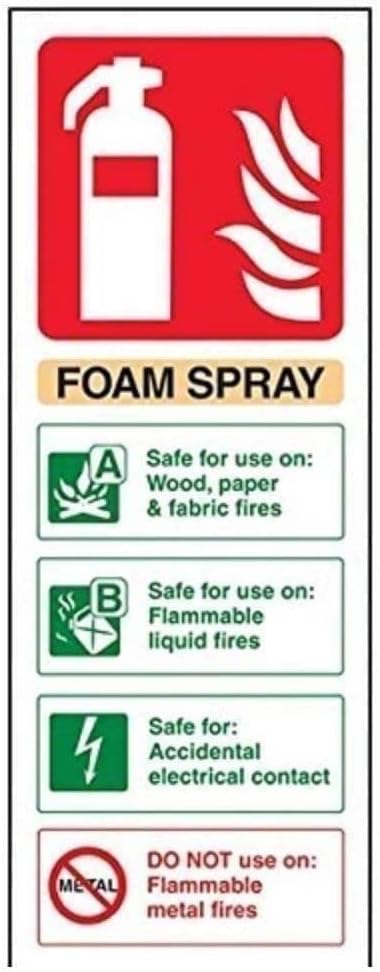 V Safety Foam Spray Id Electrical Safe Fire Extinguisher Sign - Portrait - 75 mm x 200 mm - Self Adhesive Vinyl Safety Sign