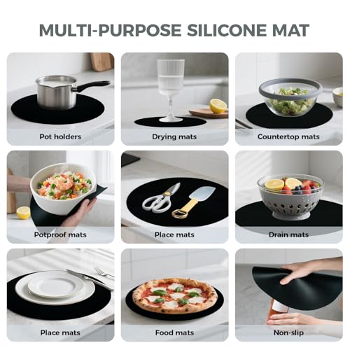 Image of 12 inch Large Microwave Splatter Cover & Silicone Mat, Foldable Food Cover and Raised Handle, BPA-Free Splatter Guard Lid, Multi-Purpose Heat-Resistant Mat for Pots,and Kitchen