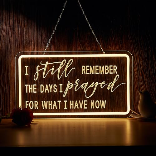 Image of Pray Neon Sign I Still Remember The Days I Prayed for What I Have Now Signs for Wall Decor Dimmable LED Neon Light USB Powered Neon Art Lights Decor