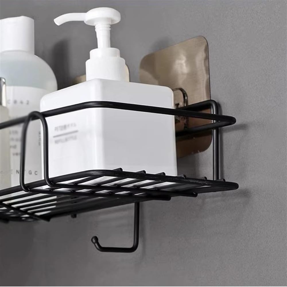 Mensole Bagno Mensola angolare for doccia, organizer angolare adesivo for doccia con ganci, mensola in metallo for doccia da parete for bagno, dormitorio e cucina Portasapone Doccia