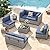 MAISON BACKYARDS 6-Seat Modular Patio Furniture Set – Outdoor Wicker Sectional Sofa with Thick 4? Cushions, Dual-Strand PE Rattan, Rust-Resistant 18 mm Steel Frame, Backyard Garden Deck Lounge,Navy