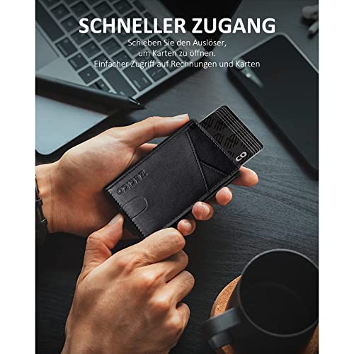 Image of Mens Slim Wallet Money Clip: Bifold Leanther Wallets RFID Blocking Front Pocket Wallets Credit Card Holder with ID Window Gift for men